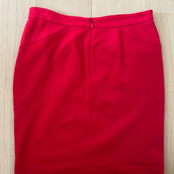 Red Pencil Mini Skirt with Gold Studs - Picture 3 of 5
